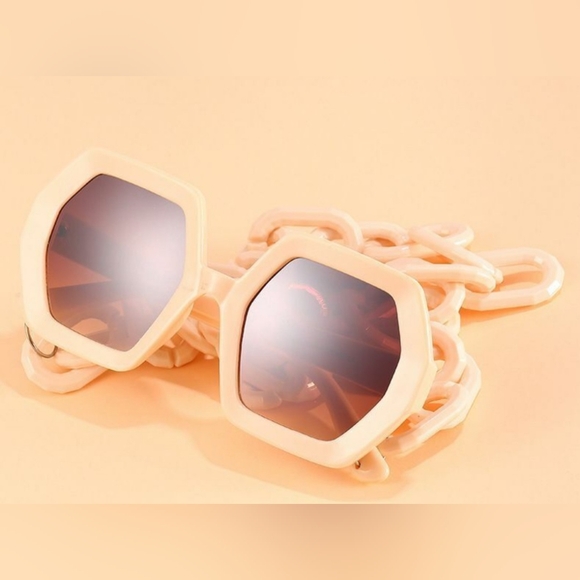 Hexagonal Sunglasses on Chain - Picture 2 of 6